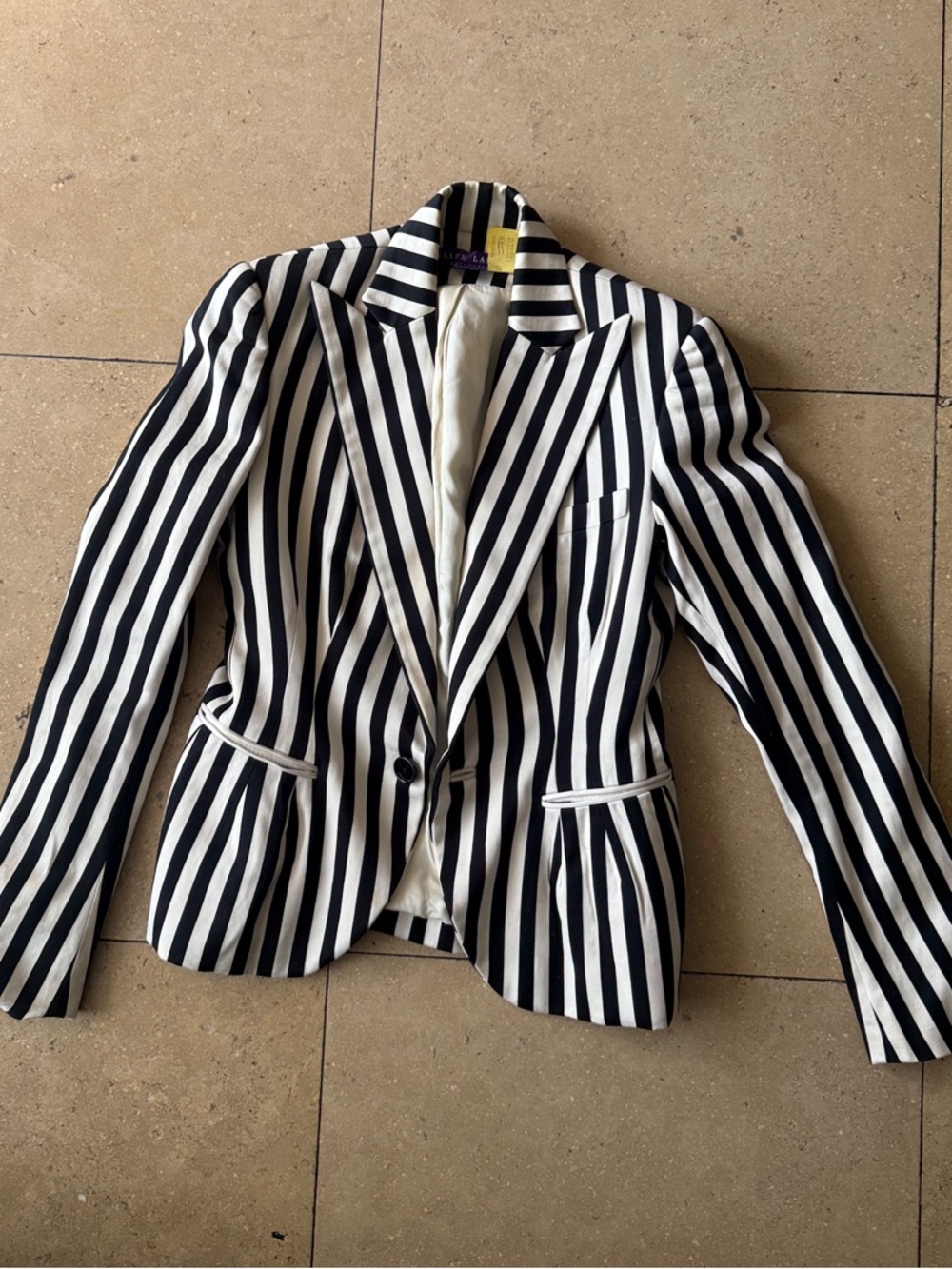 Ralph Lauren Purple Label Black and White Vertical Stripe Blazer